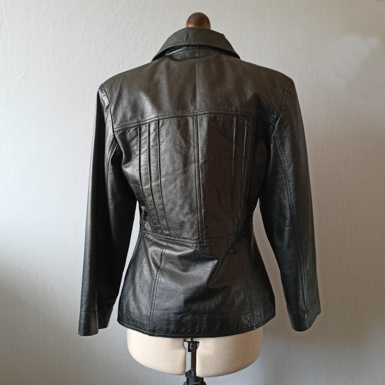 Vintage Santini black leather designer jacket.... - Depop