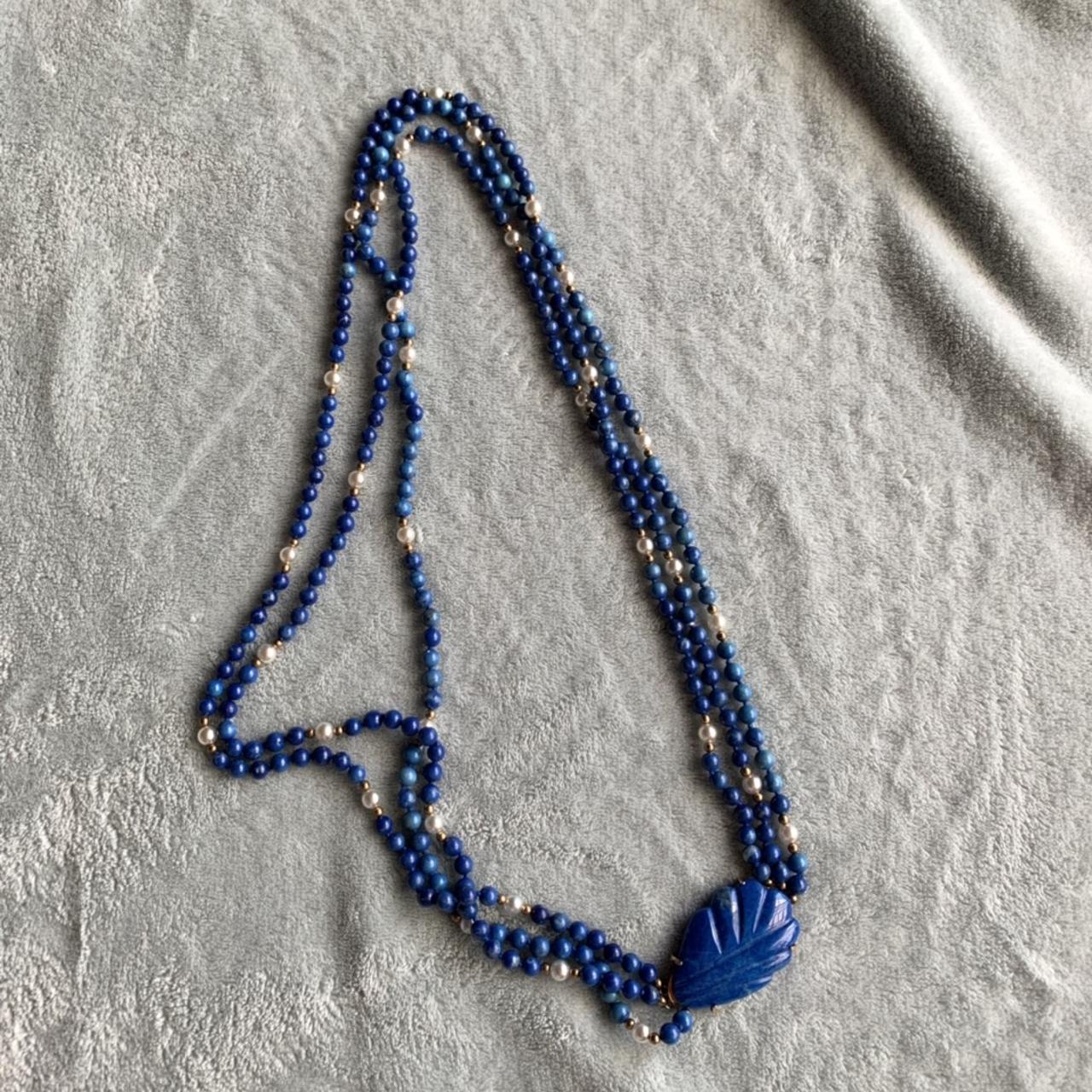 Blue beaded necklace 💙 - Depop