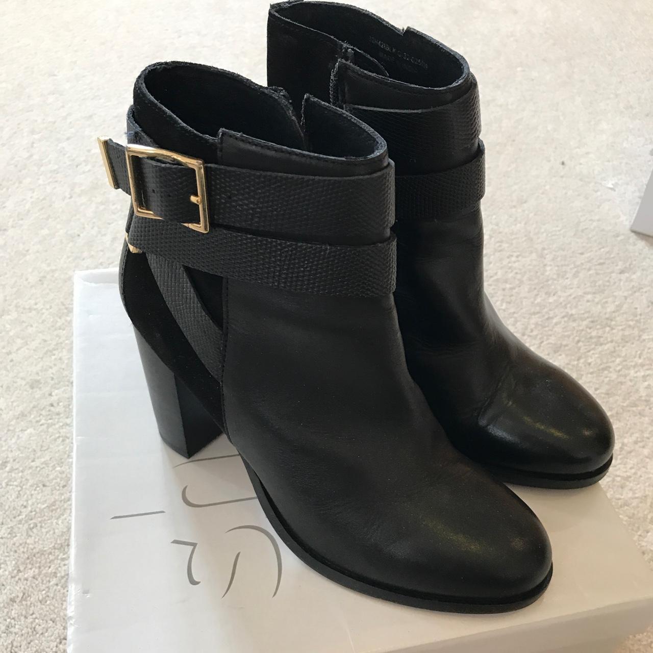 Topshop Harper black ankle boots with gold