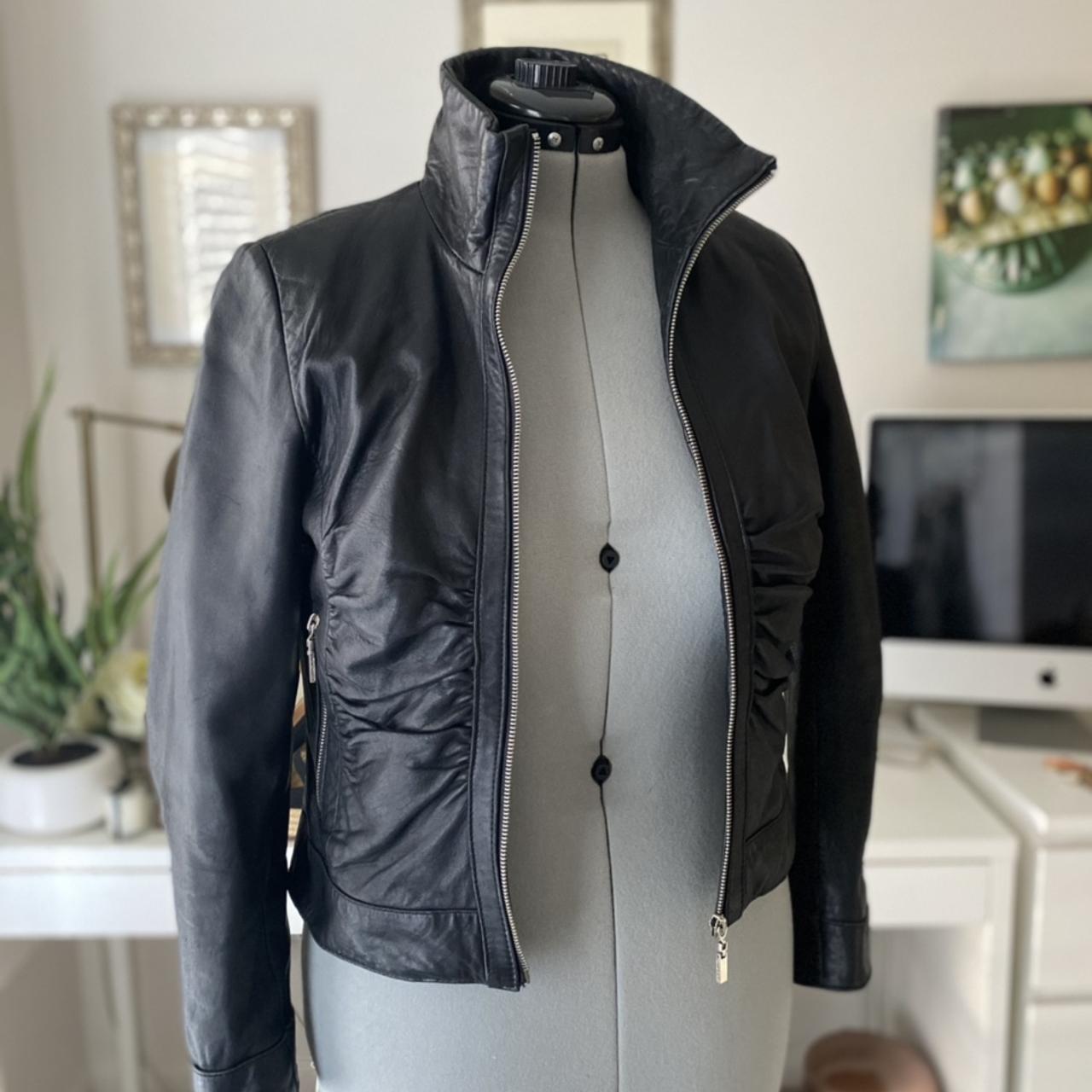 Lambs leather moto jacket with rich detailing on... - Depop