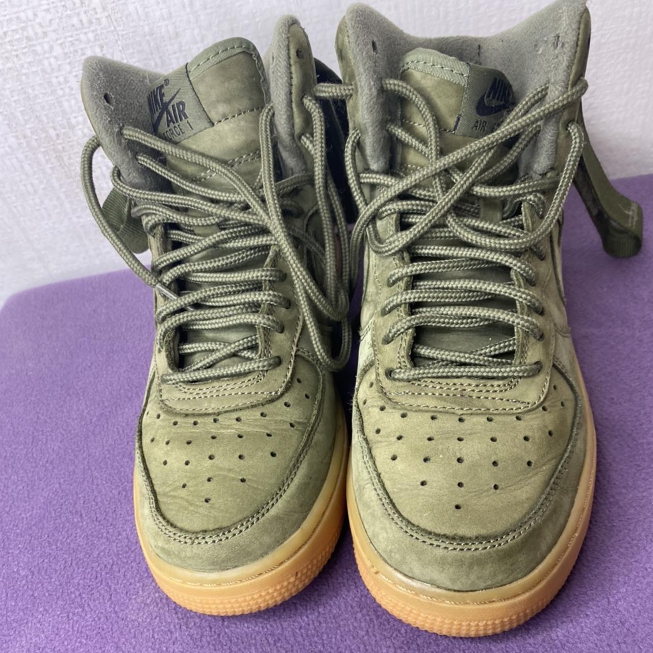 Olive Green men's nike Air Force 1 high top - Depop