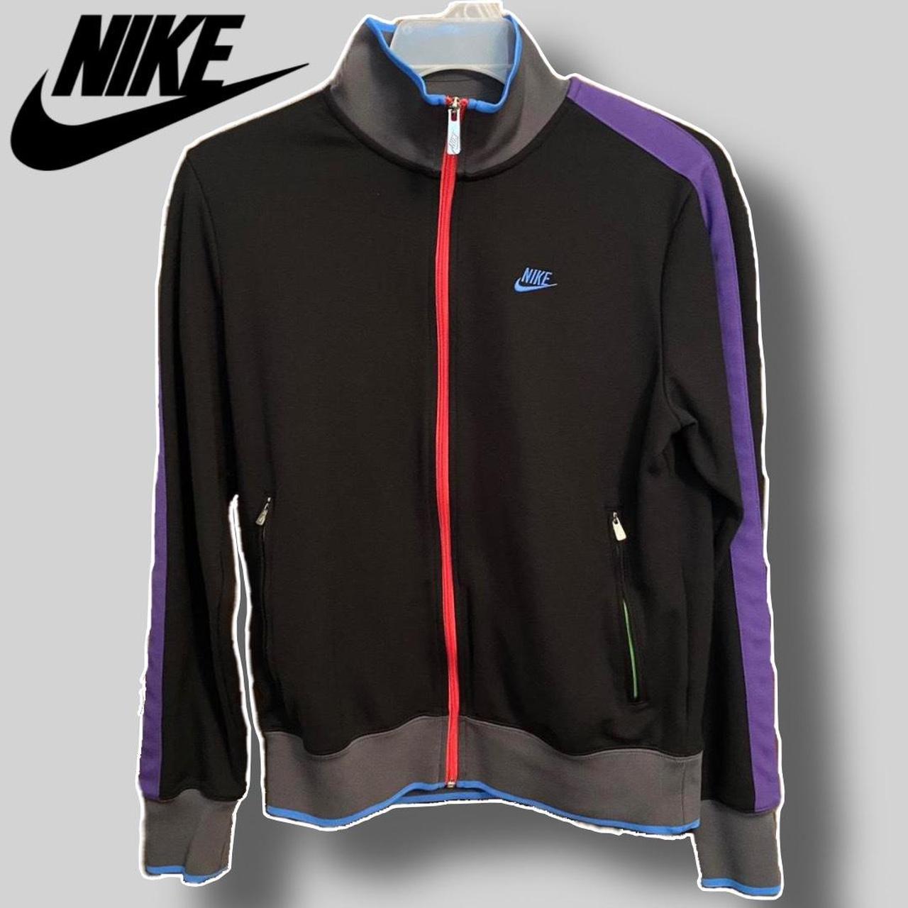 Nike zipup jacket. Black with gray, pink, purple,... Depop