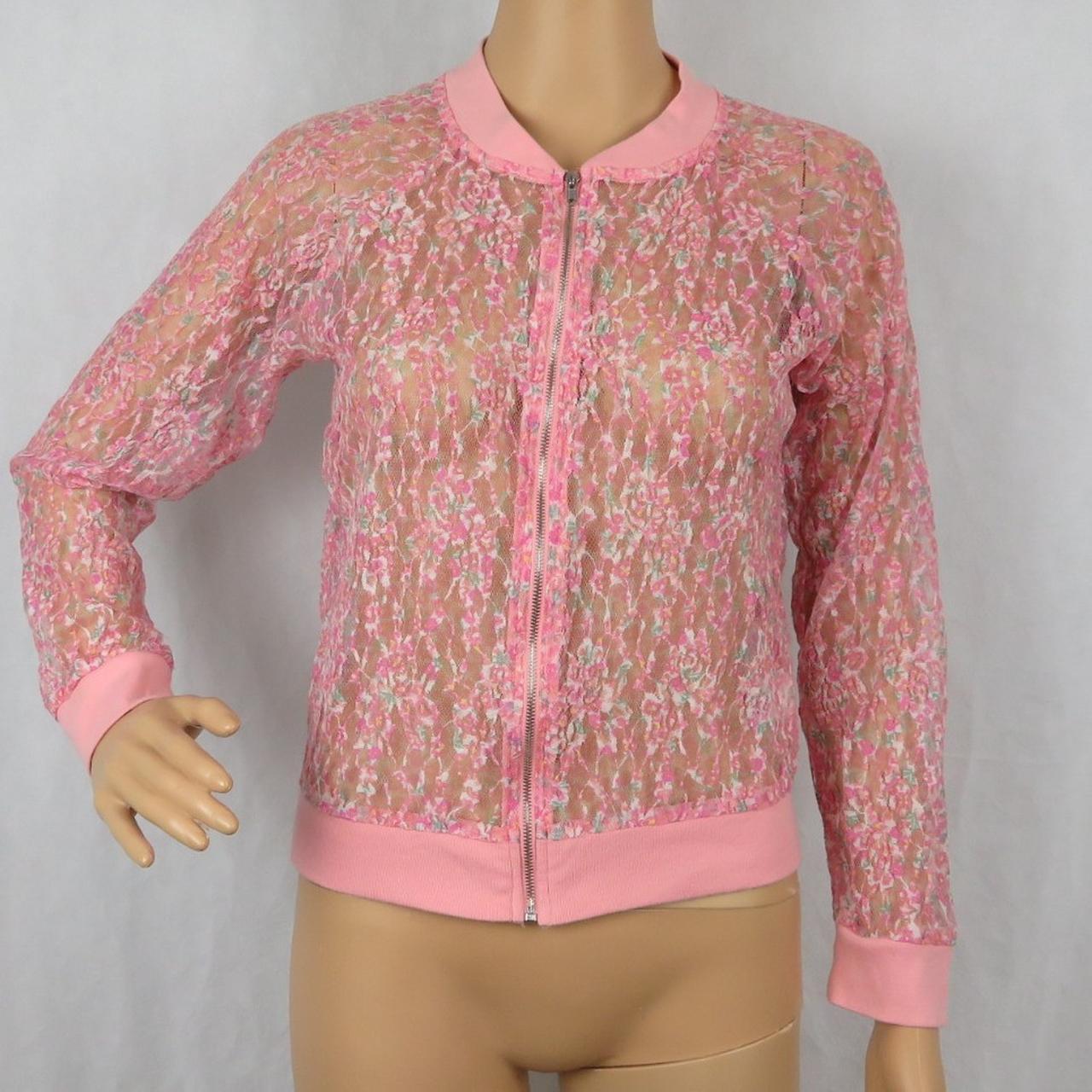 Floral mesh jacket. In good condition. Pink mesh... Depop