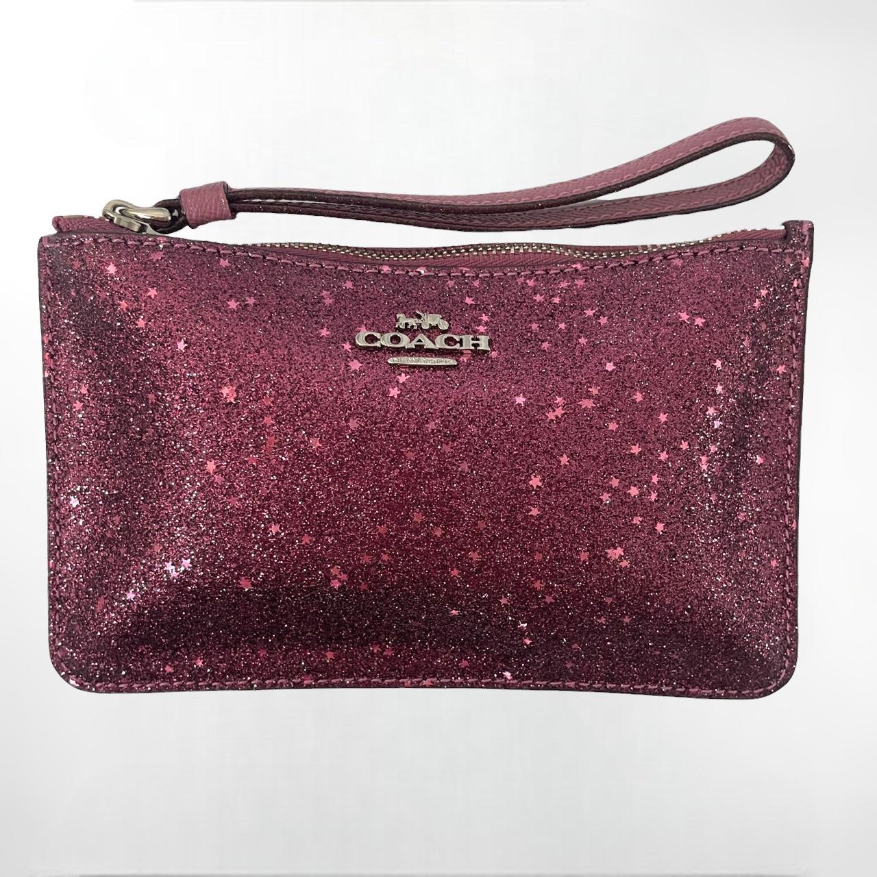 coach purple glitter wristlet