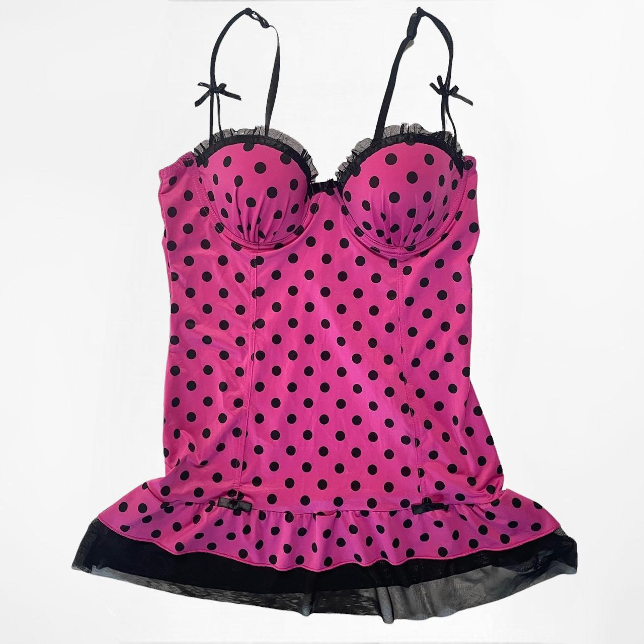 Pink Babydoll Corset Slip Per Lei pink polka dot... Depop
