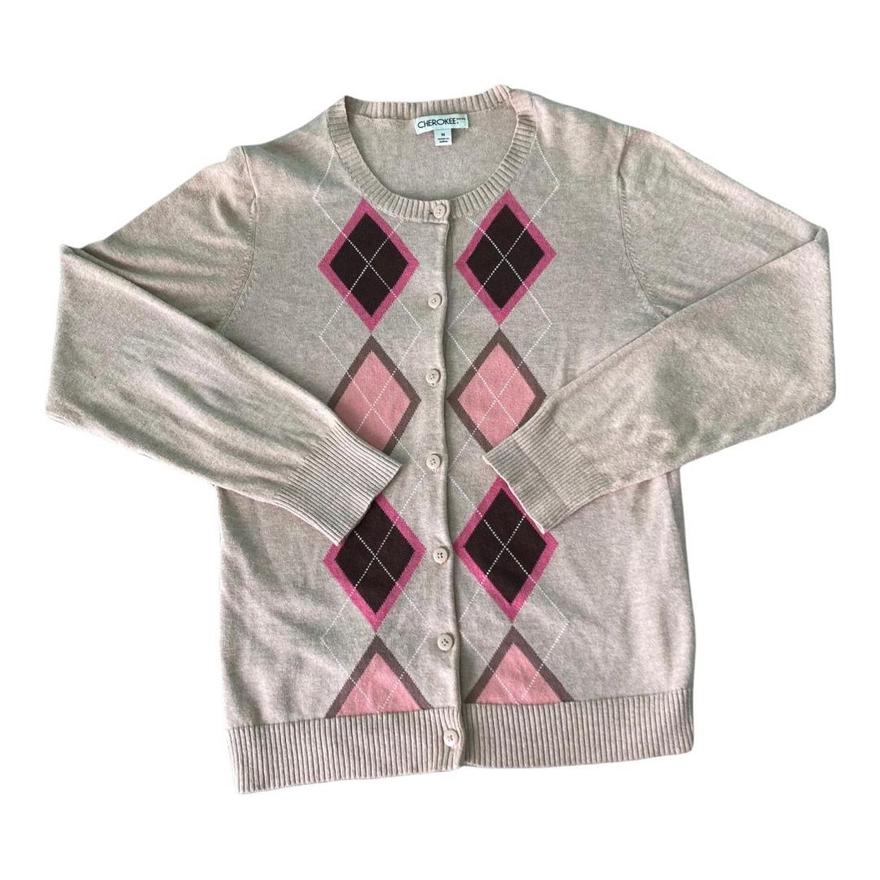 Chocolate Covered Strawberry Argyle Cardigan Preppy Depop