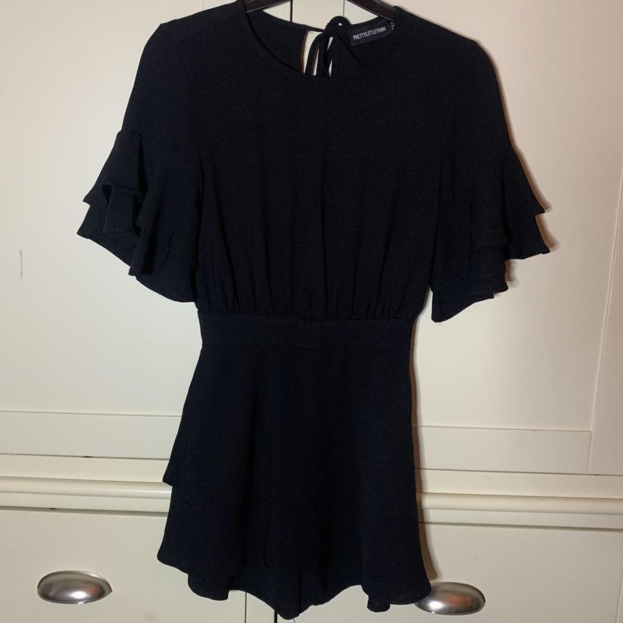 Black Frill Sleeve Tie Back Playsuit