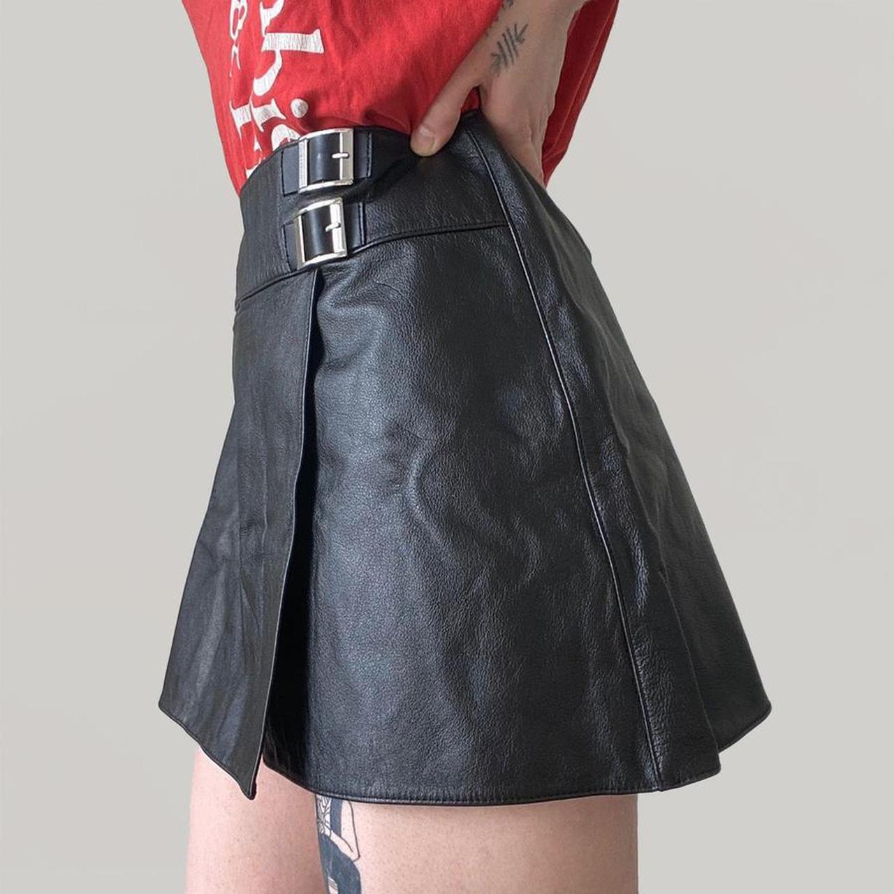 VTG Allure Leather Buckle Mini Skirt ⛓⚙️⛓ Depop