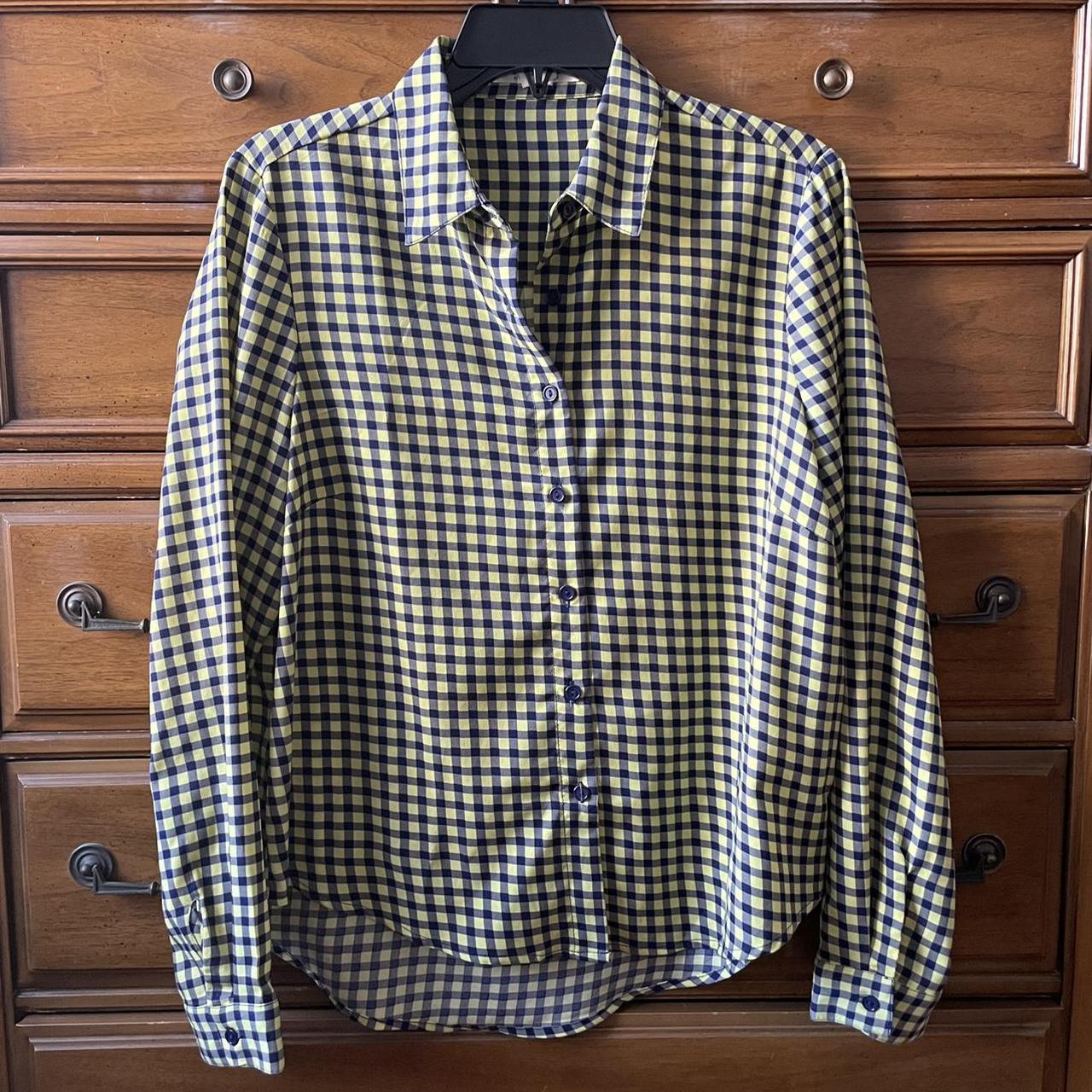 Glamorous Women's Yellow and Navy Blouse | Depop