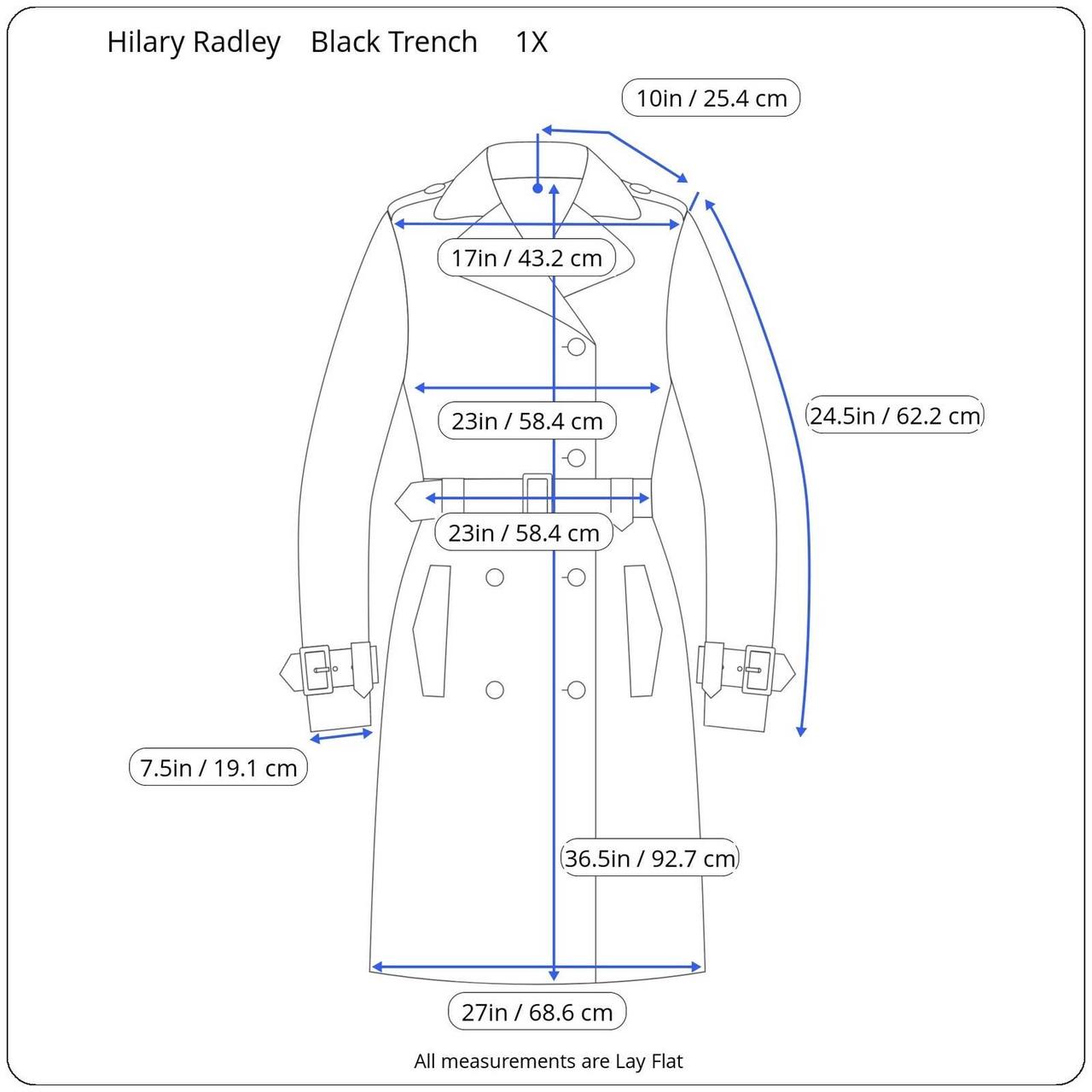 Hilary Radley Black Trench Coat, Size 10