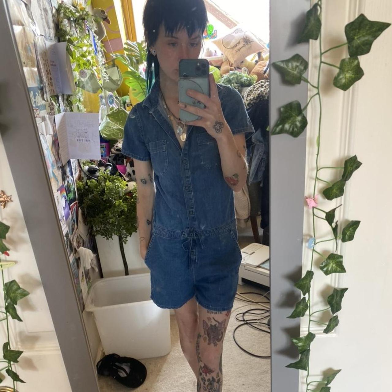 River Island Blue and Navy Jumpsuit Depop