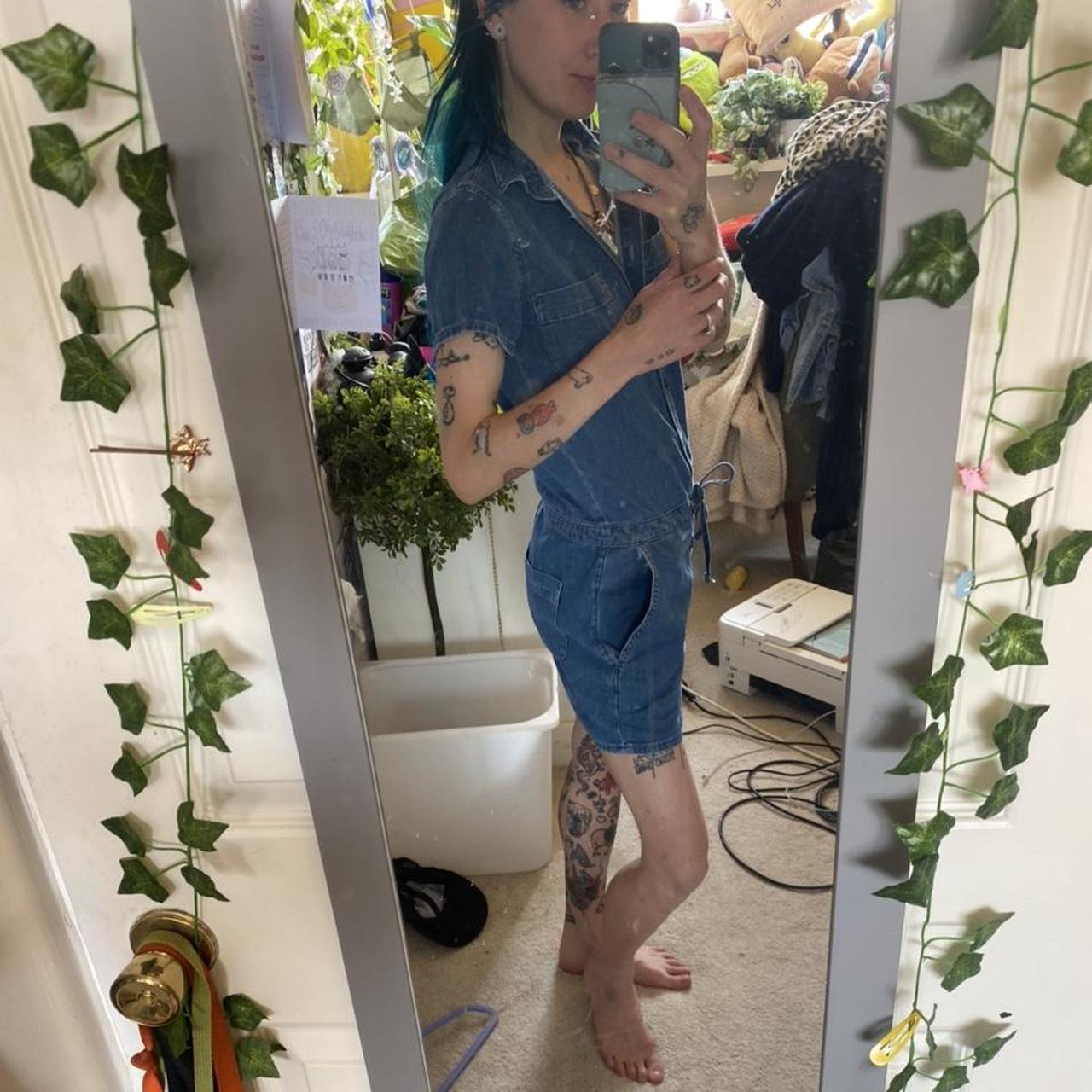 River Island Blue and Navy Jumpsuit Depop