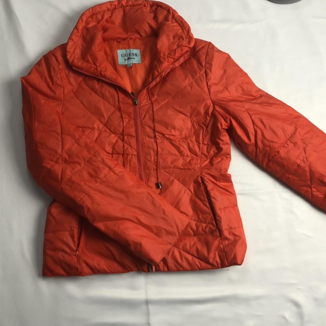 orange guess bubble coat