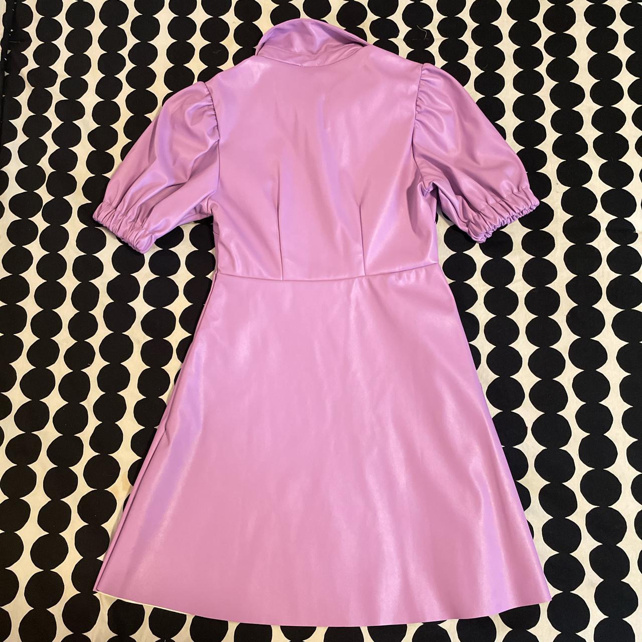 Lavender pleather shein puff sleeve dress. Fits... - Depop