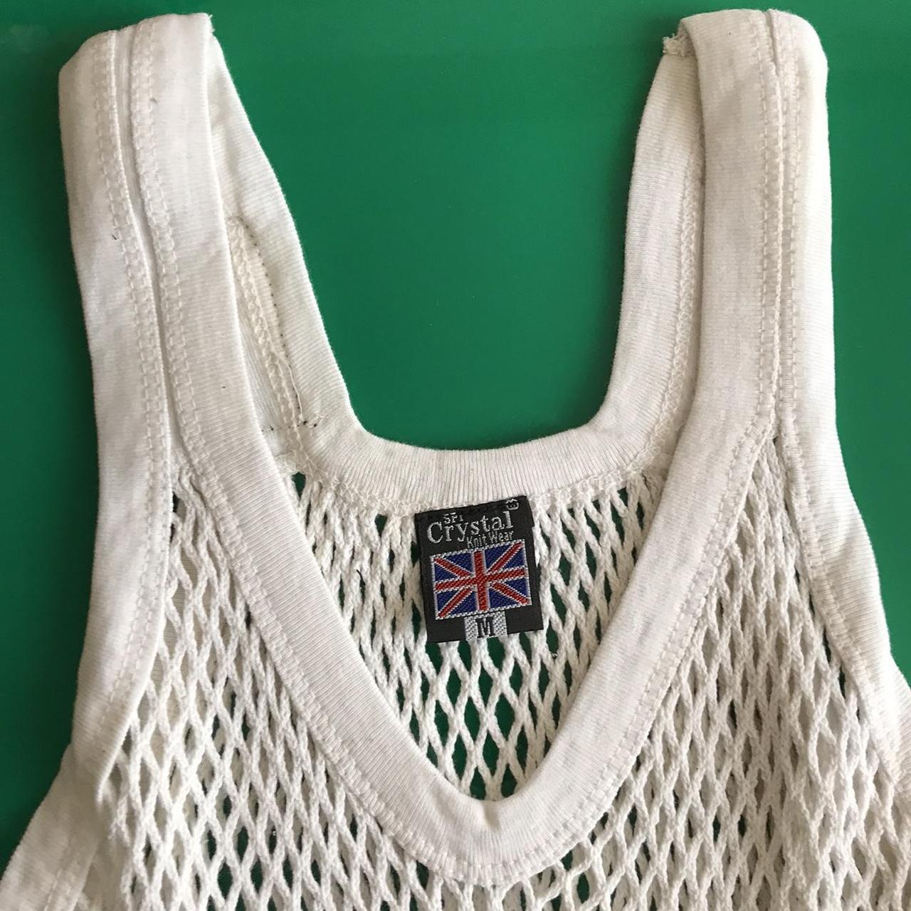White #yardie style string vest 💯% percent cotton... - Depop