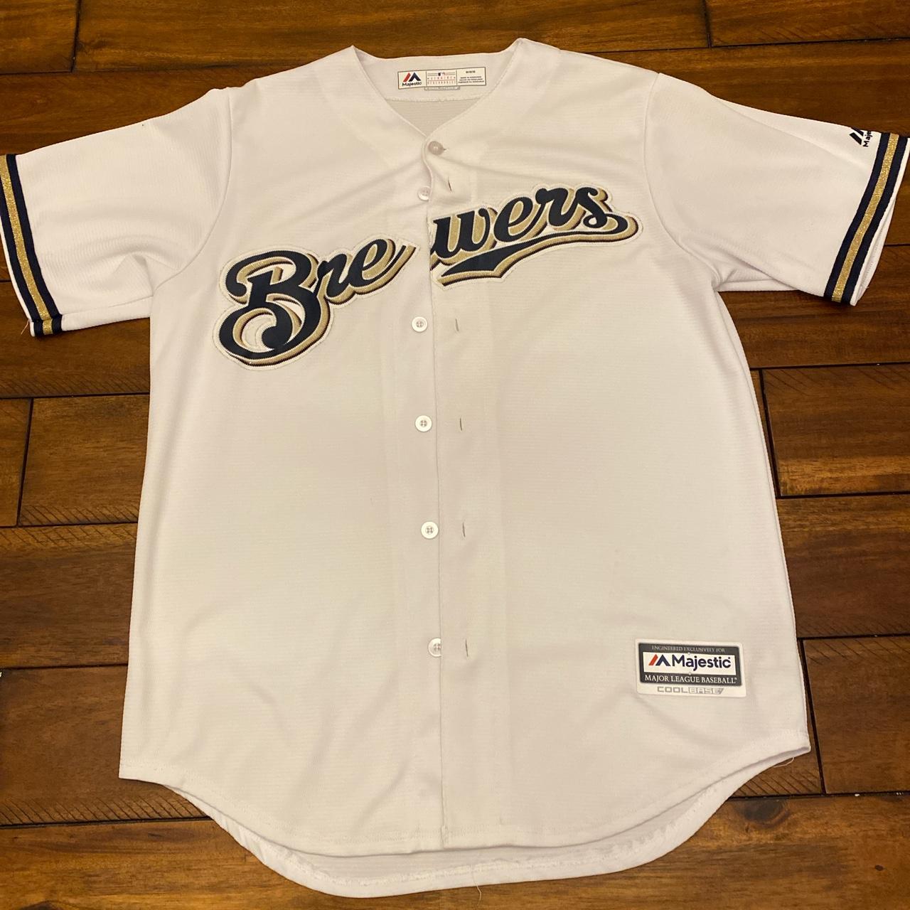 Vintage Milwaukee Brewers Youth Boys XL Green Jersey - Depop