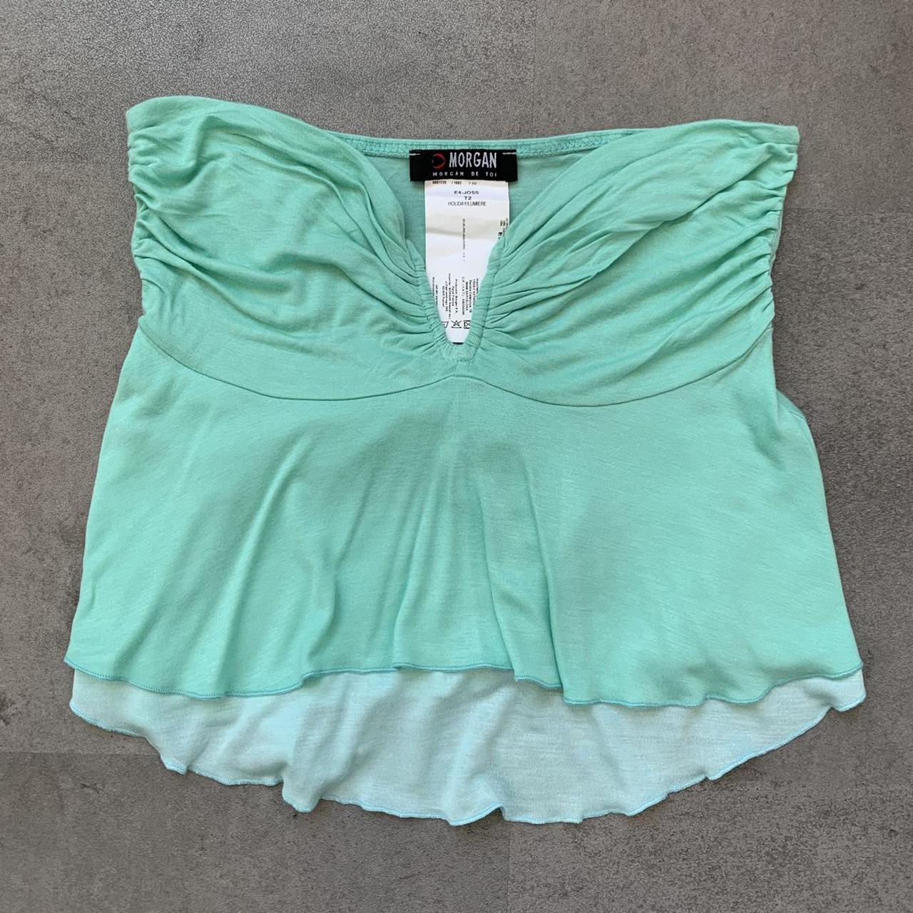 Turquoise Morgan de Toi strapless top 🗽 Rouched... - Depop