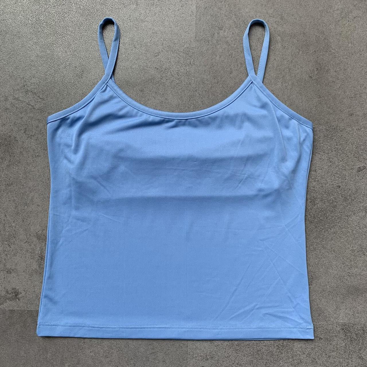 Sky blue vest top 🦋 In-built bra Spaghetti... - Depop