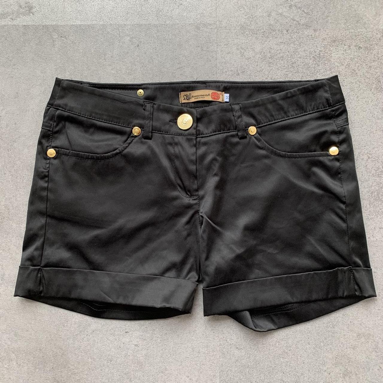 Black satin booty shorts by Rinascimento ⚜️ Mid... - Depop