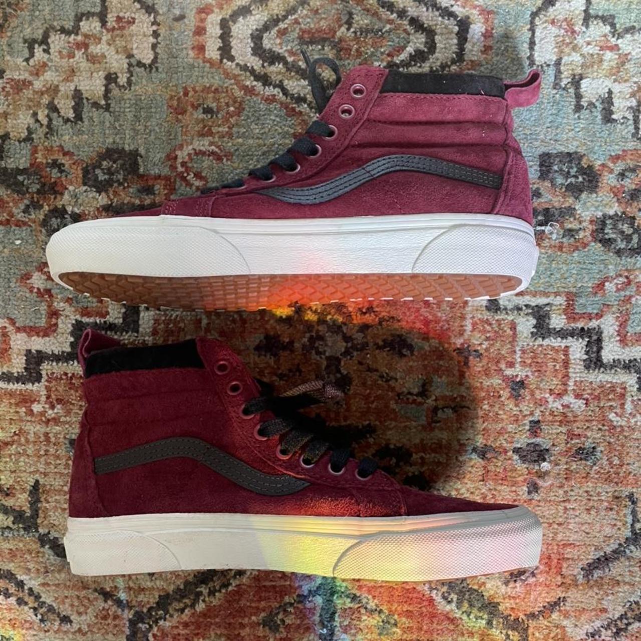 Burgundy suede clearance high top vans