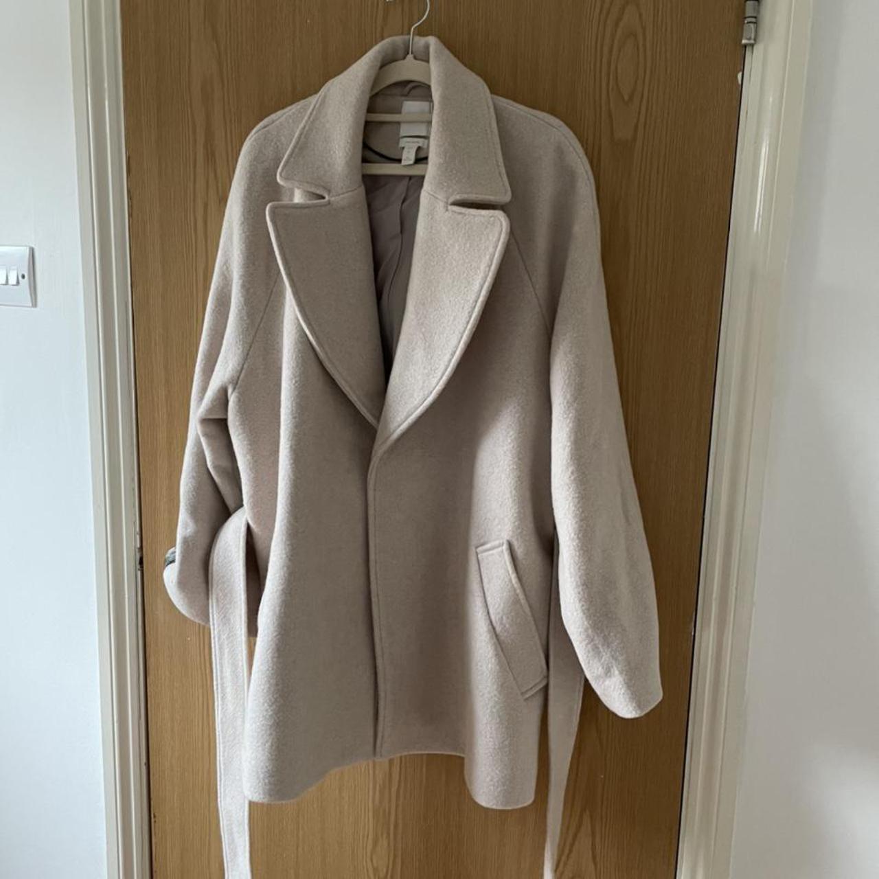 H&M cream/beige wool coat, lightly used, in great... Depop
