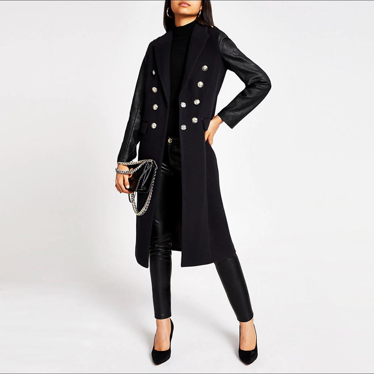 River island clearance navy trench coat