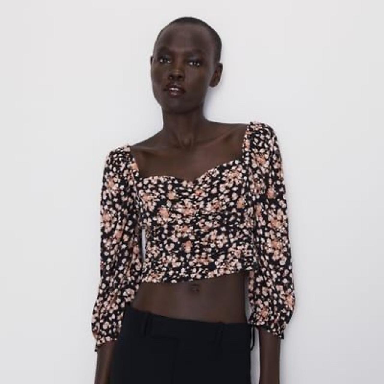 zara printed draped top