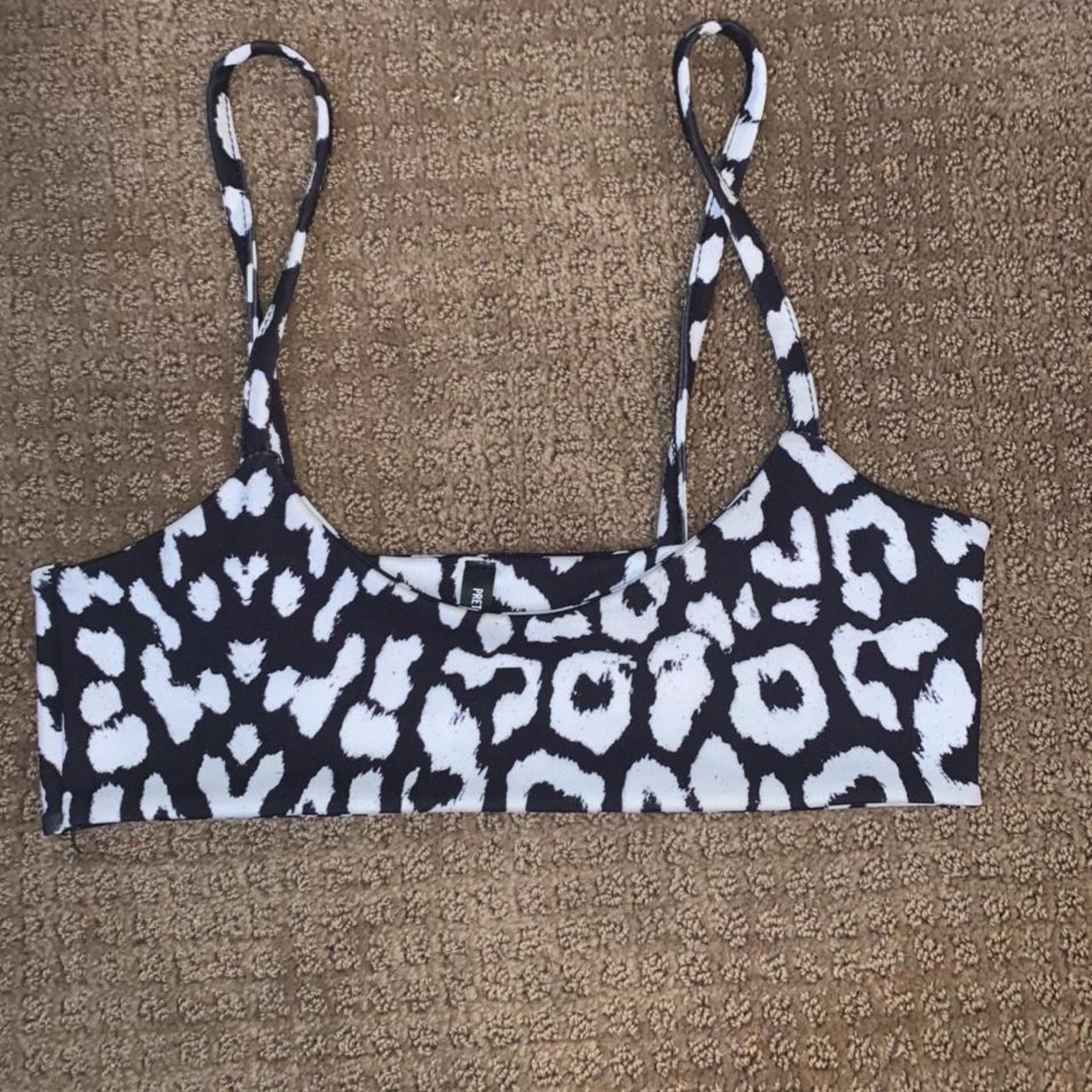 pretty little thing bikini top black and white... Depop