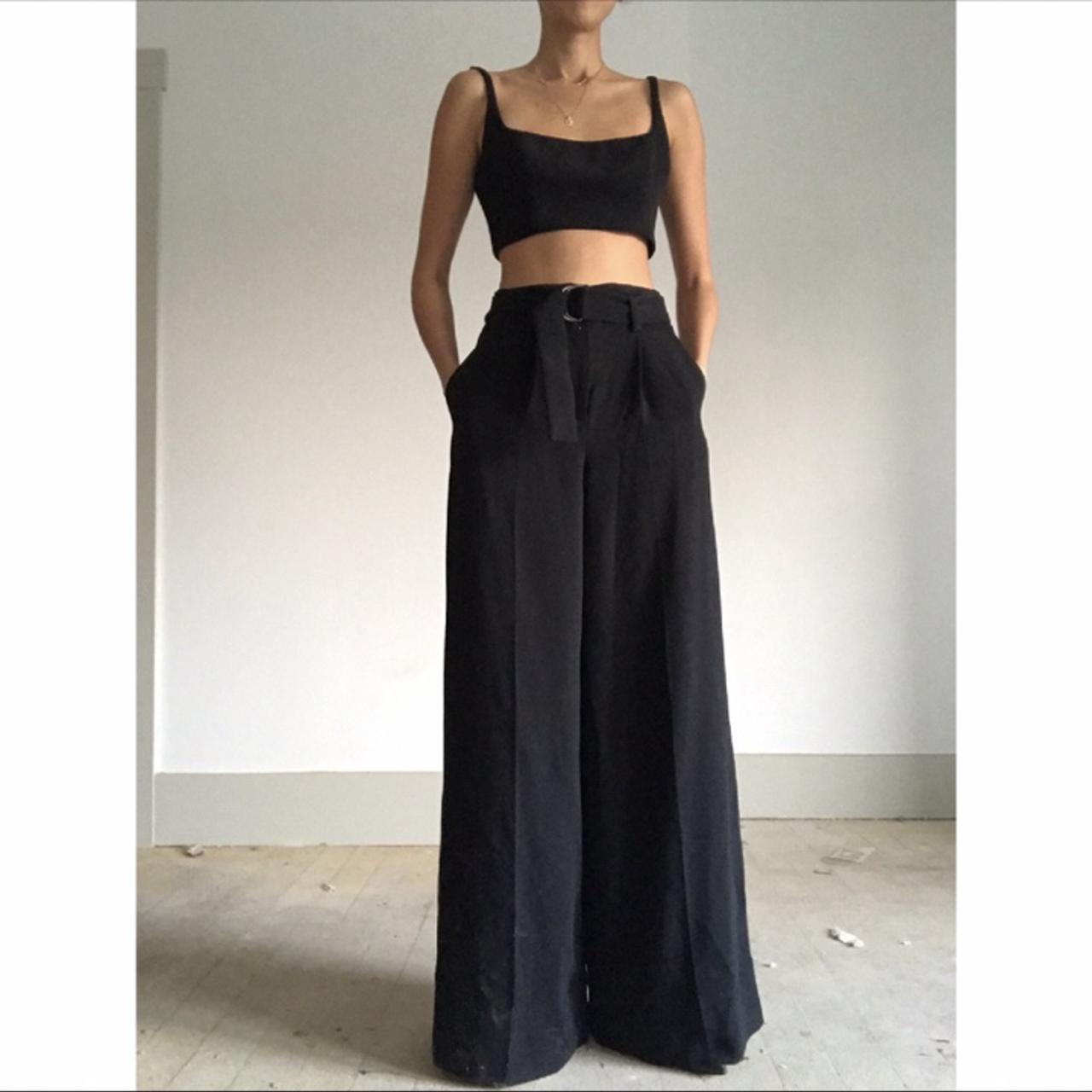 black set crop top + wide leg trouser crop top :... - Depop