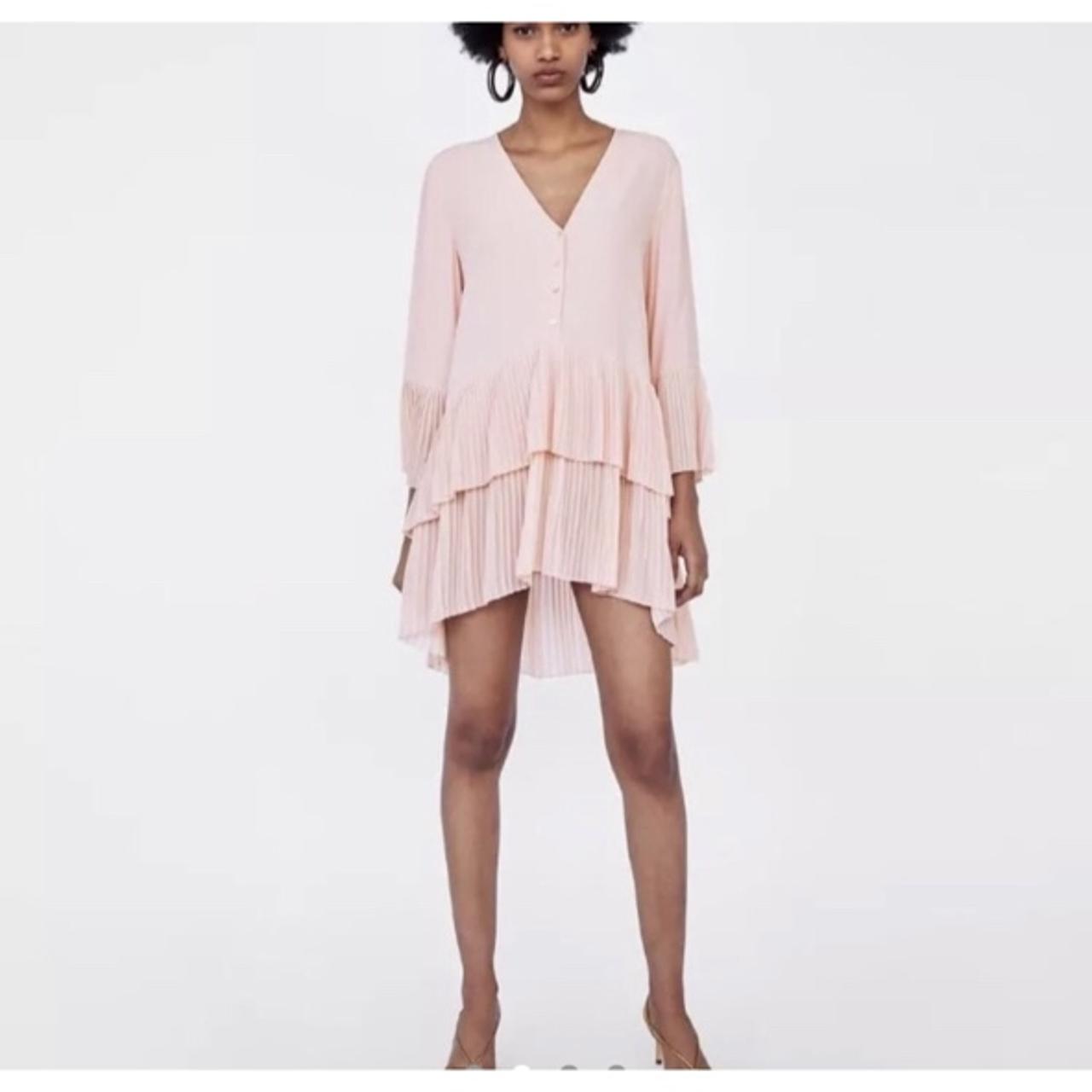 Zara pink pleated dress / Zara pleated blouse can... Depop