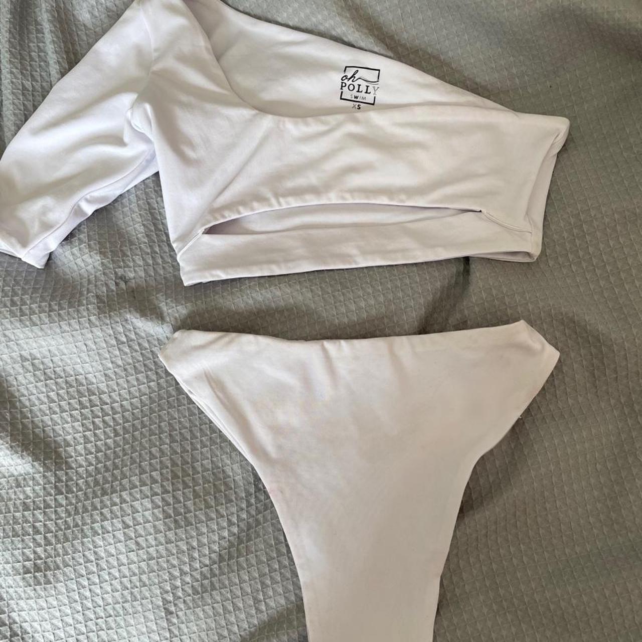 Oh Polly White Cut Out Bikini Not Worn Out Bottom-... - Depop