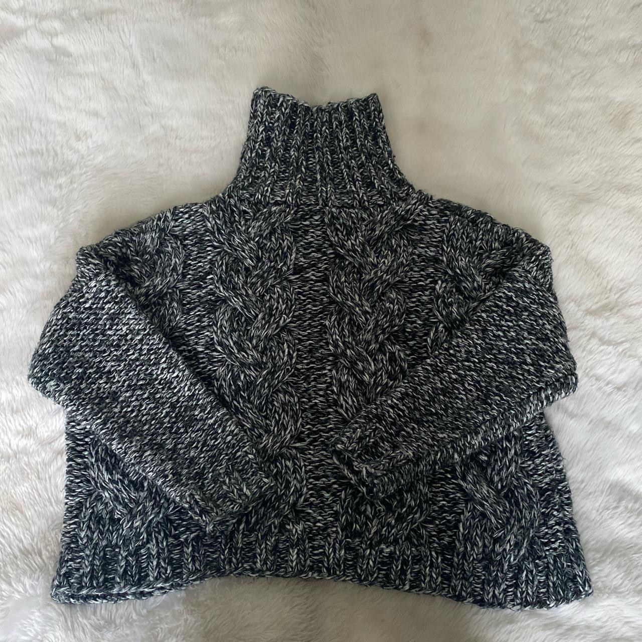 ZARA - Chunky knitted jumper in black and white.... - Depop