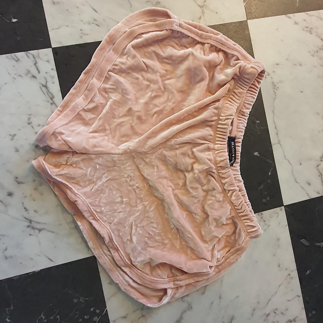 Brandy Melville baby pink stretchy velvet short... Depop