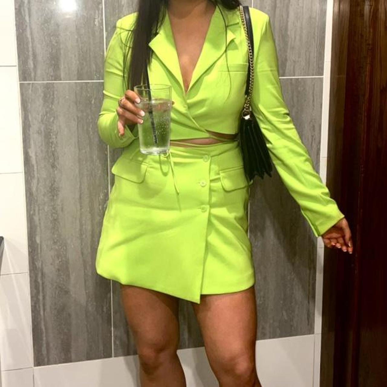 zara green blazer co ord