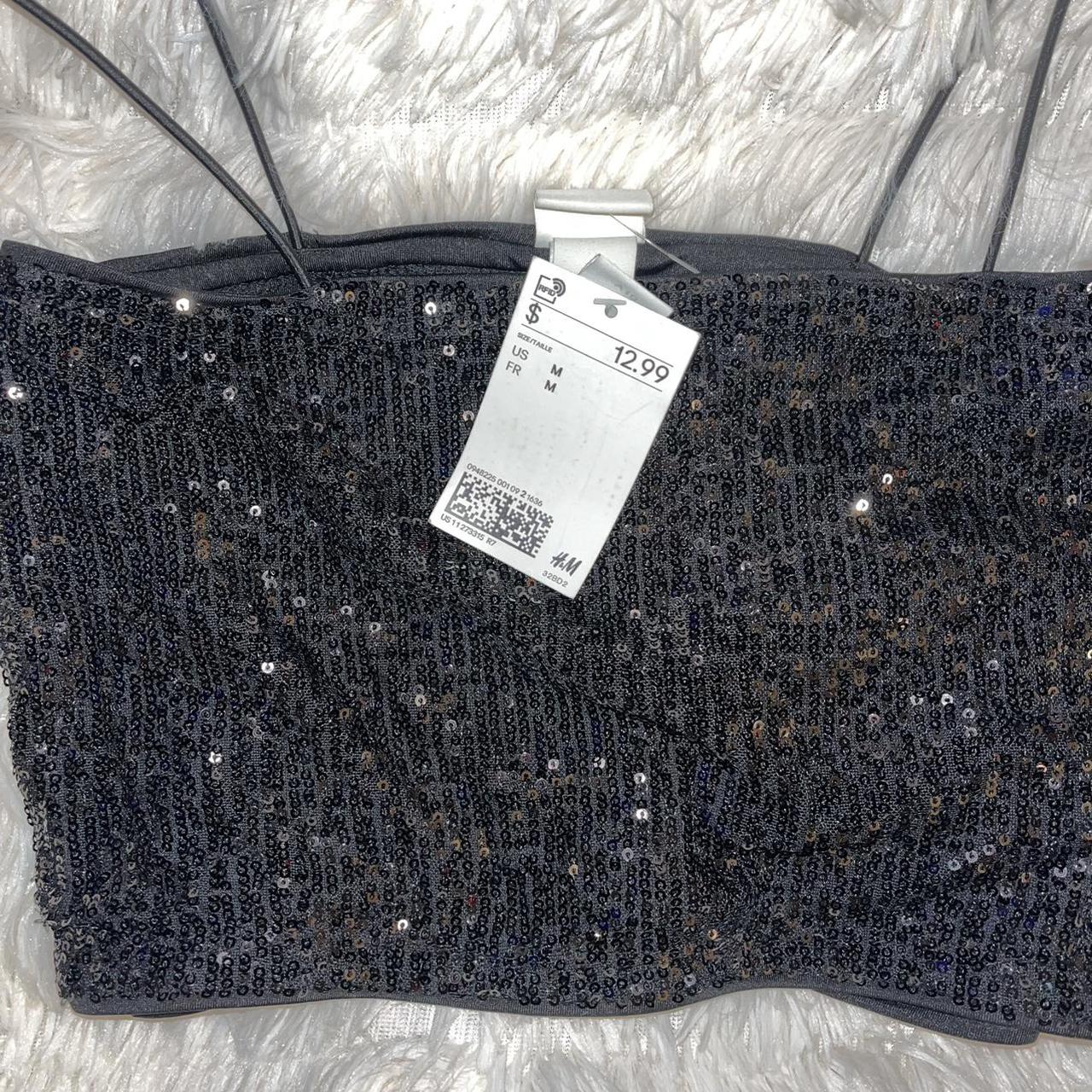 🕸🌹H&M BLACK SEQUIN CROP TOP🖤💀 BRAND NEW! Never worn... Depop
