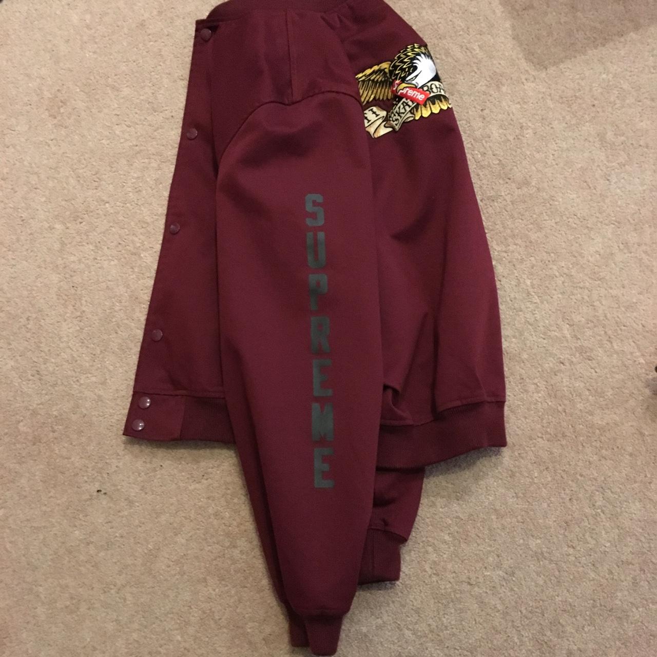 Supreme anti hero bomber jacket burgundy. Medium.
