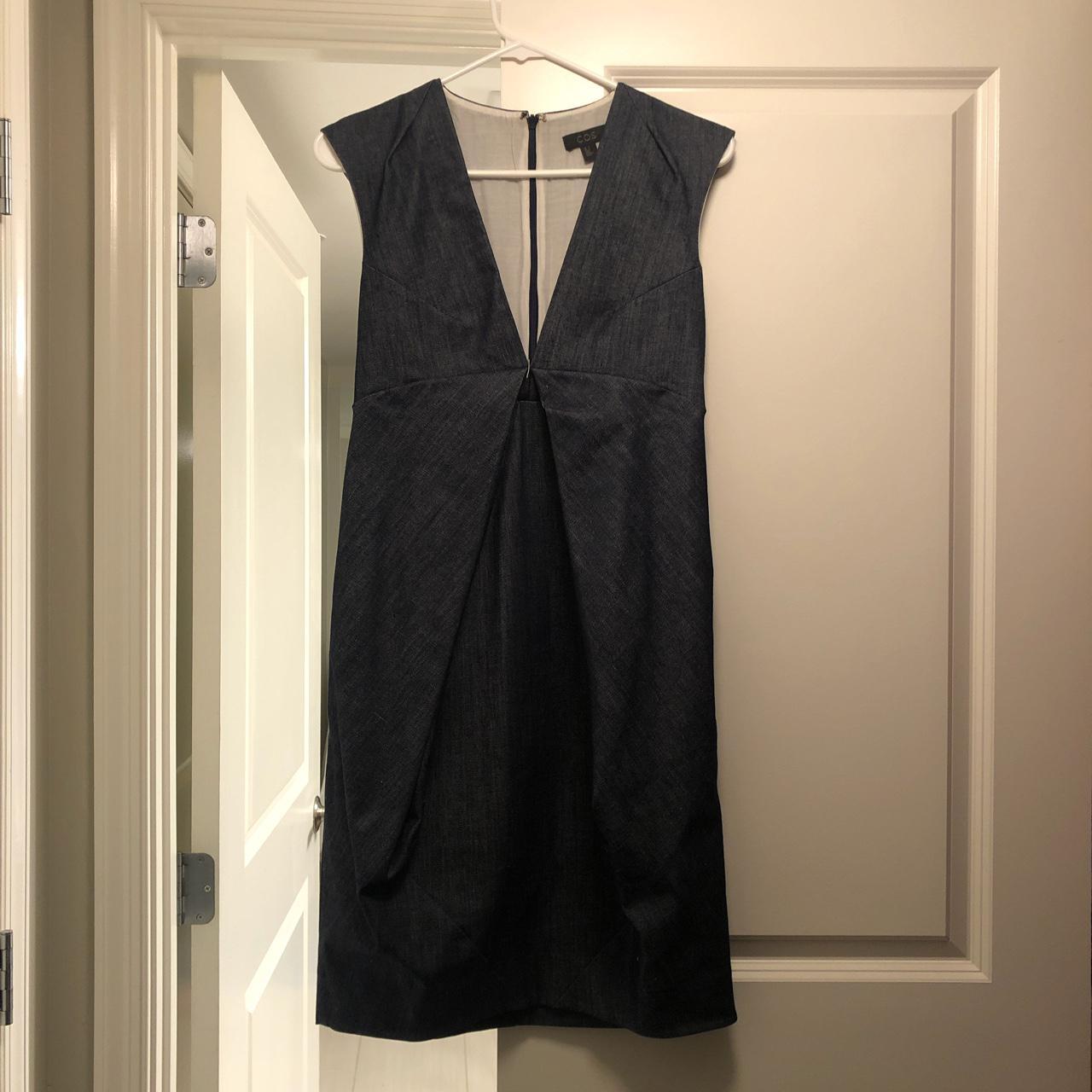 COS Women's Navy and Blue Dress | Depop