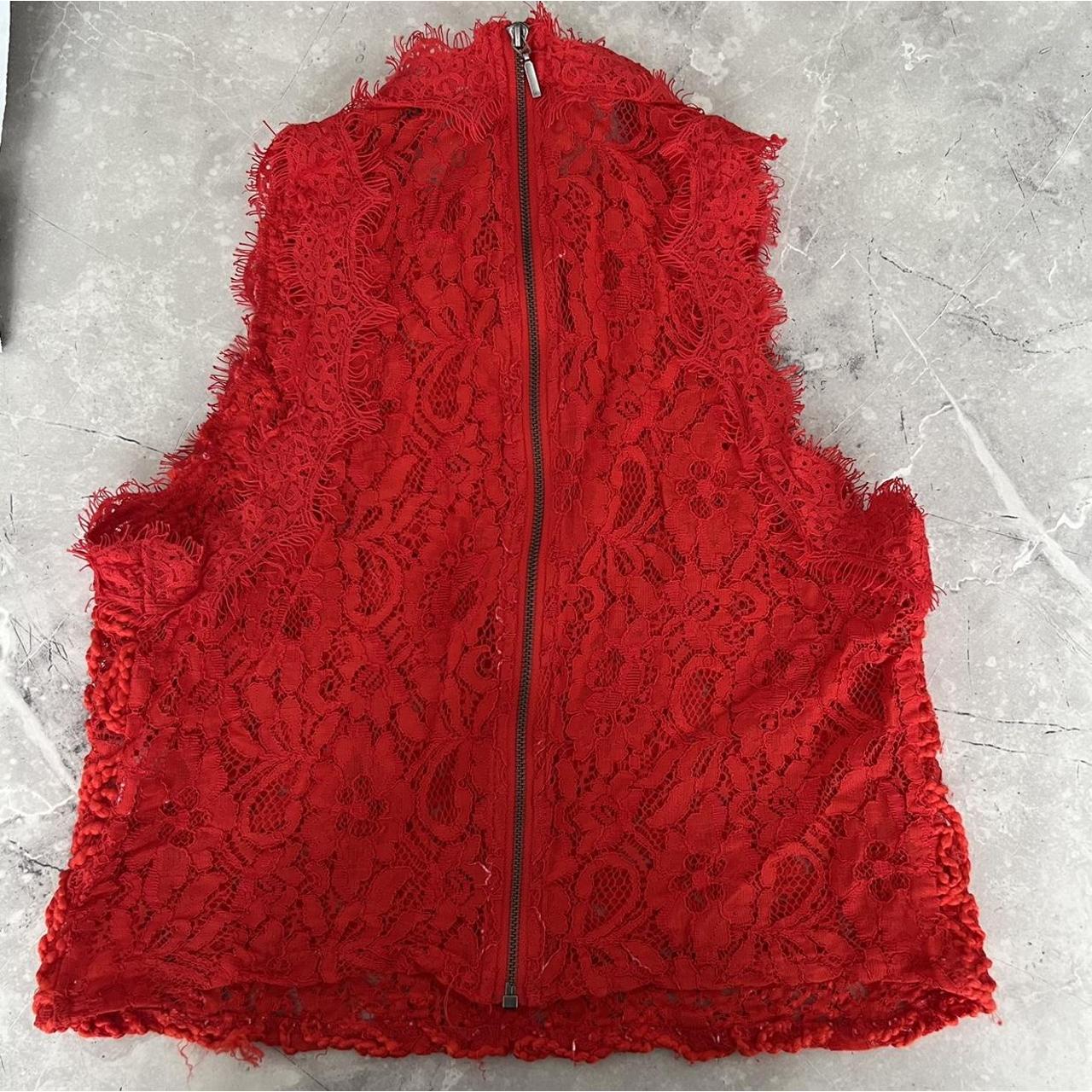 Zara red lace top with zip up the back size small Depop