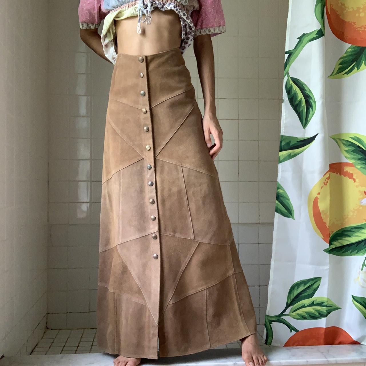 brown cowhide skirt