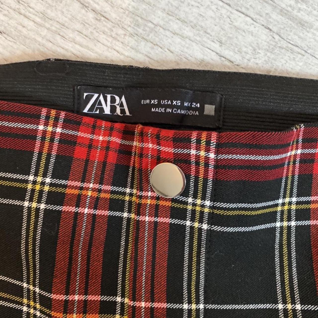 Zara Plaid Pants Straight Leg Pockets Minimialist Neutral Trousers Tan Size  Smal | eBay