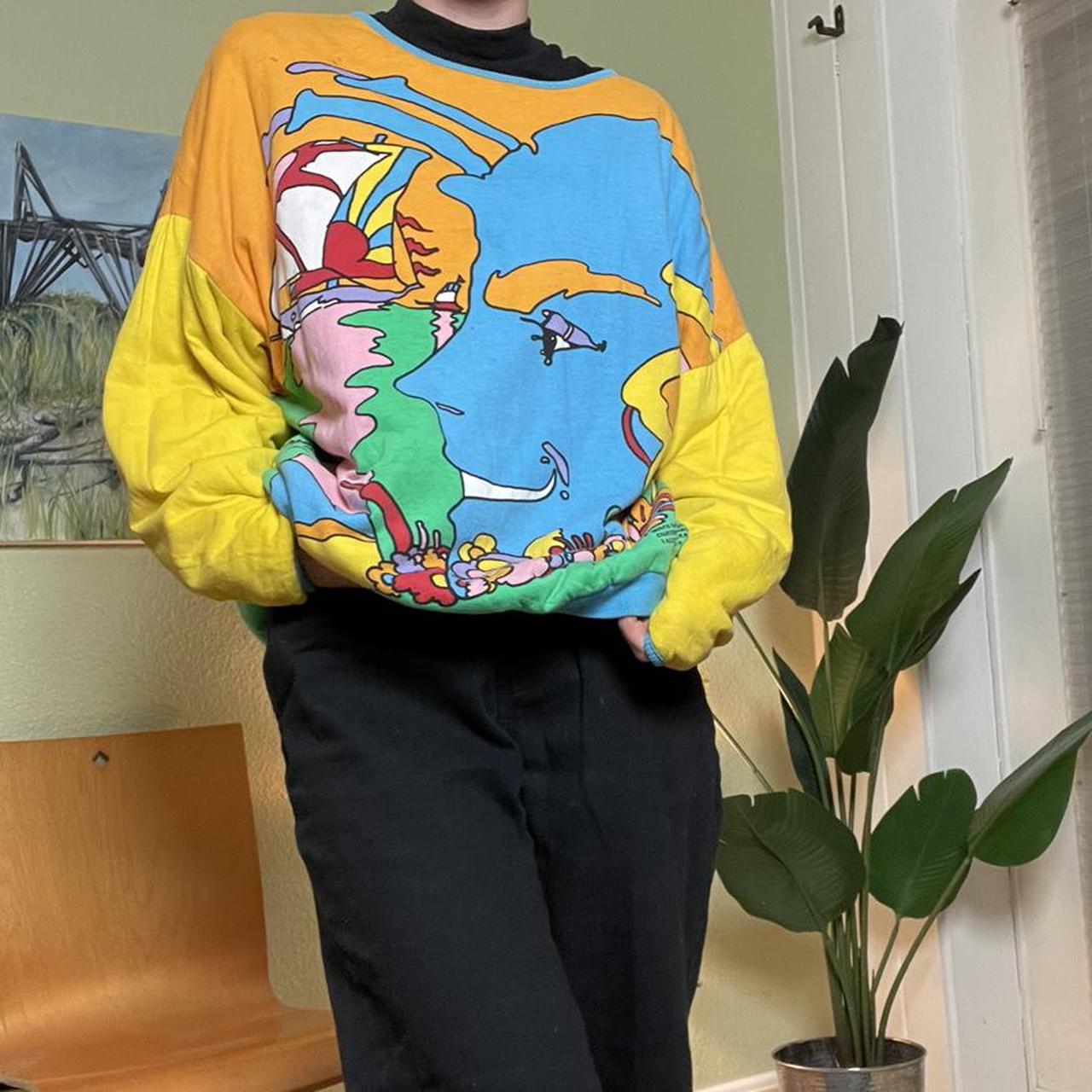 Vintage 1980s Art Peter Max sweatshirt size Xl reversible stars popular sweatshirt