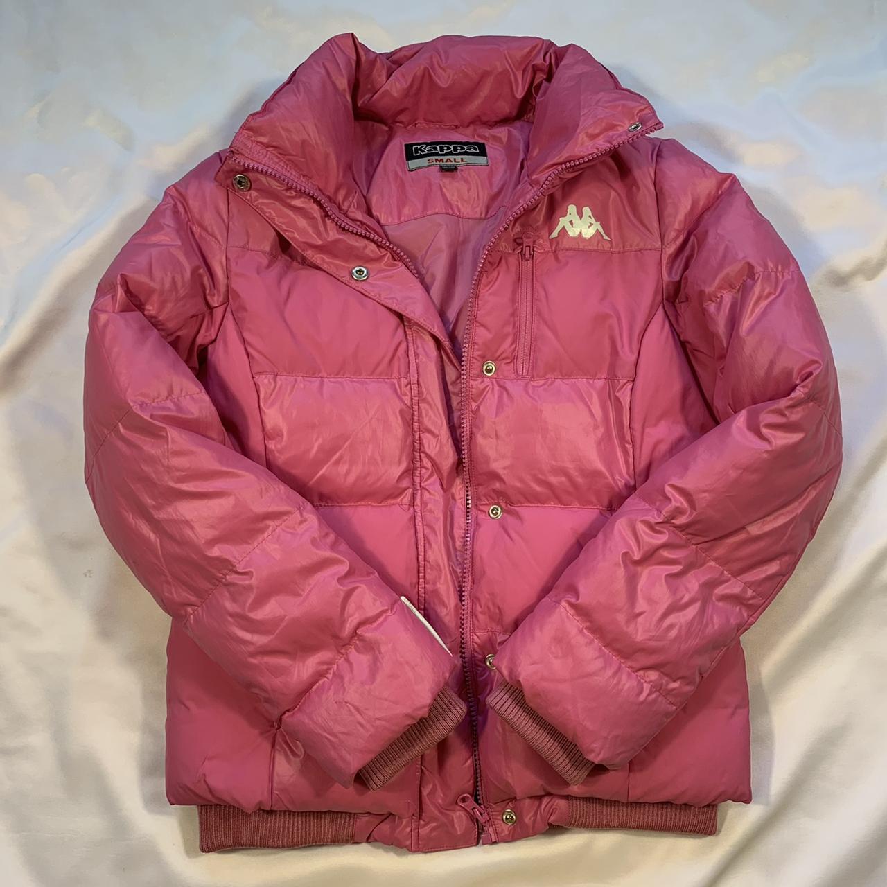 Hot pink puffy kappa jacket in size small. only... - Depop