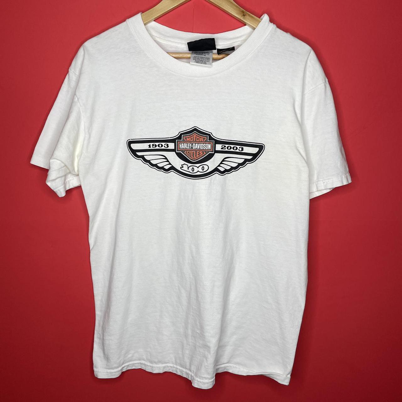 Harley Davidson Men's White and Black T-shirt | Depop