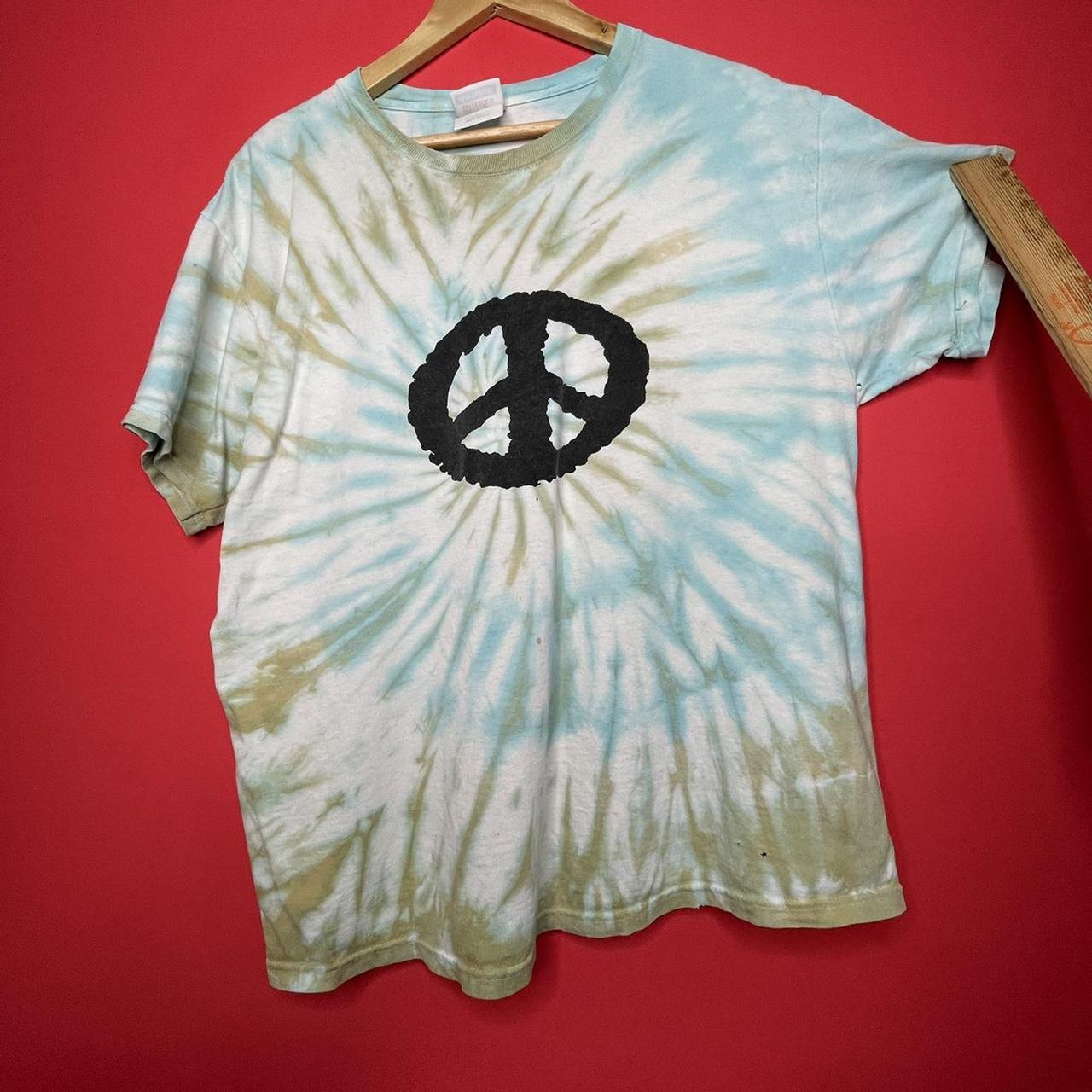 Vintage Y2K Peace Symbol Tie-Dye T-Shirt Size:... - Depop