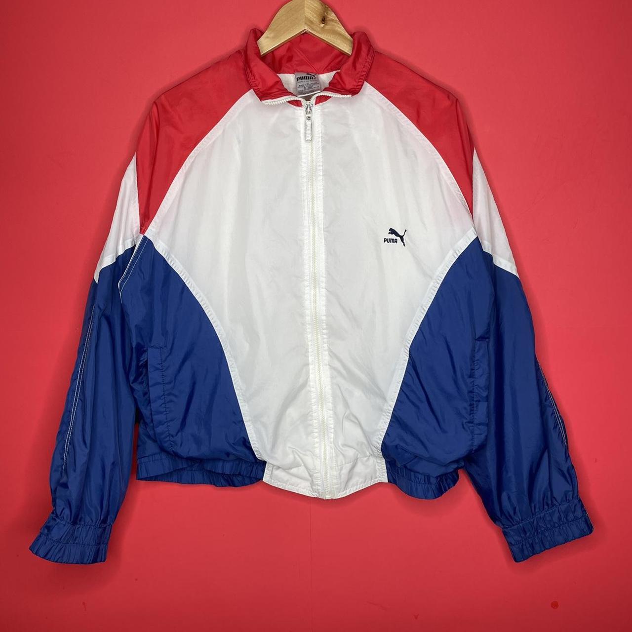 Red white and hot sale blue puma jacket