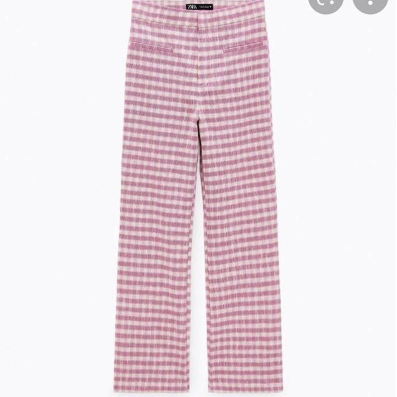 zara pink gingham trousers