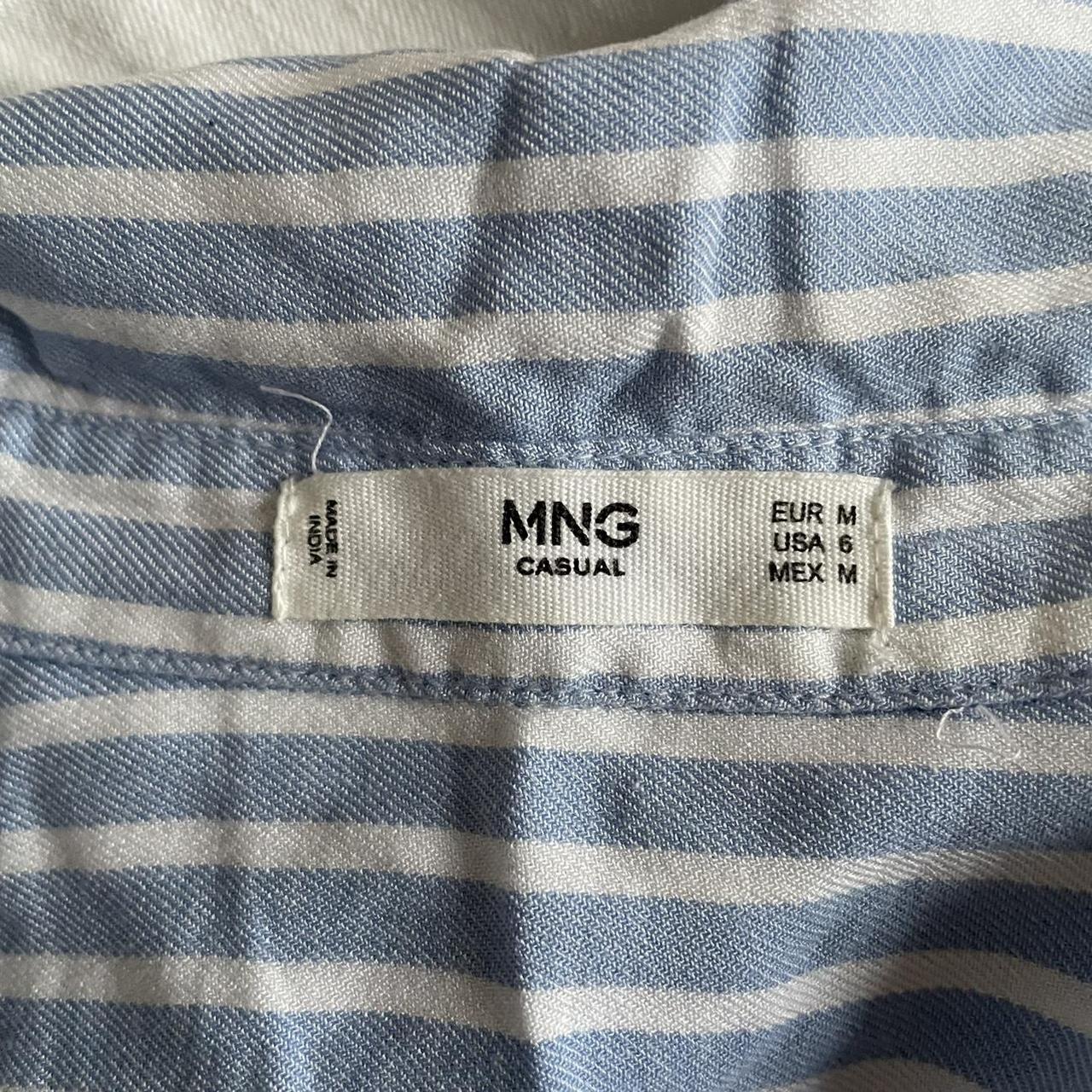 Mango Women's Blue and White Shirt | Depop