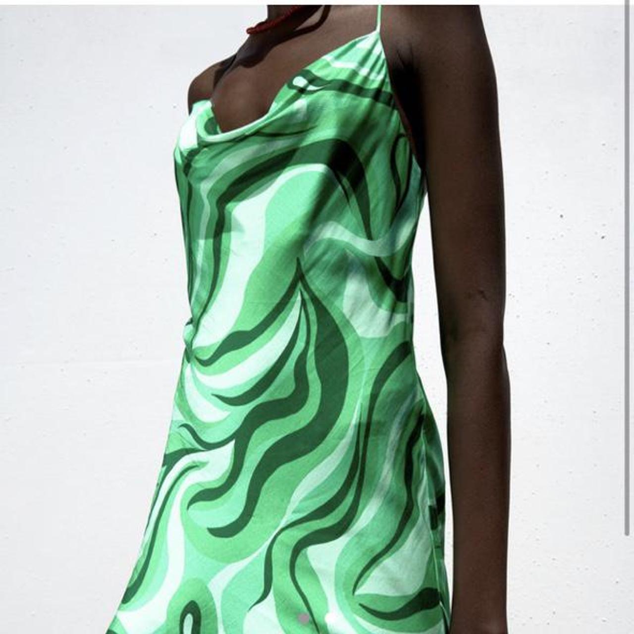 Zara green flowing mini dress size ...