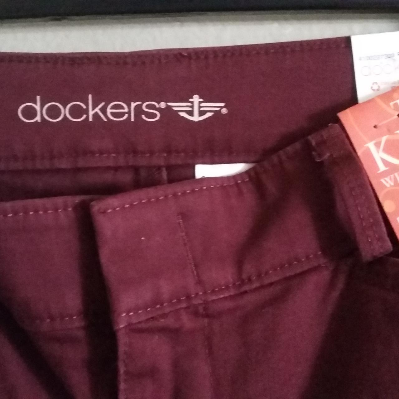 Dockers Women's Burgundy Trousers | Depop