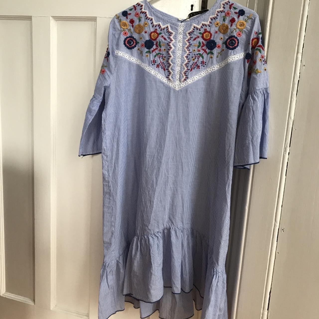 Blue and White Pinstripe Smock Dress, Zara